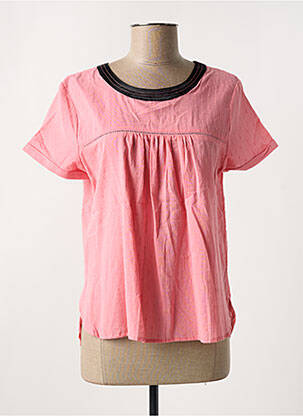 Blouse tissage popeline manches courtes rose SO SWEET femme