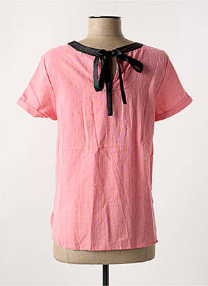 Blouse tissage popeline manches courtes rose SO SWEET femme