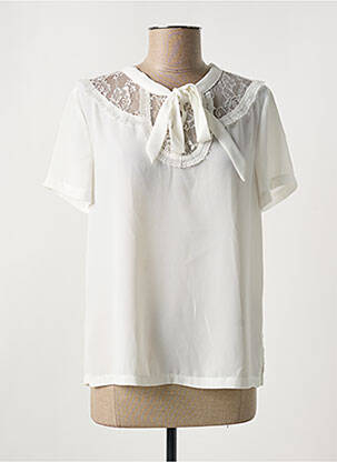 Blouse légère et transparente manches courtes blanc LOVIE & CO femme