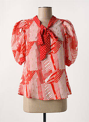 Blouse imprimé fantaisie manches courtes rouge AZAKA femme