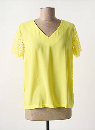 Top tissage crêpe manches courtes jaune SO SWEET femme