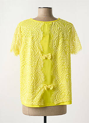 Top tissage crêpe manches courtes jaune SO SWEET femme