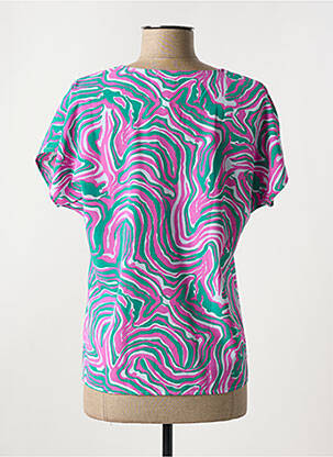 Top tissage crêpe manches courtes vert AKOZ DE TOI femme
