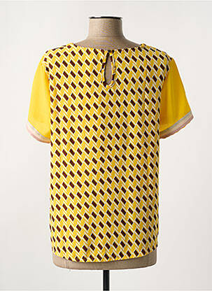 Top tissage crêpe manches courtes jaune AZAKA femme