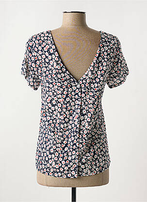Top tissage crêpe manches courtes bleu CERISE BLUE femme