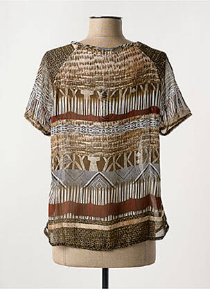 Blouse manches courtes manches courtes marron COLINE femme