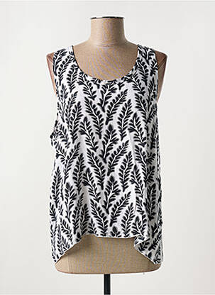 Top imprimé fantaisie sans manche noir COLINE femme