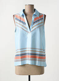 Top stretch sans manche bleu AZAKA femme