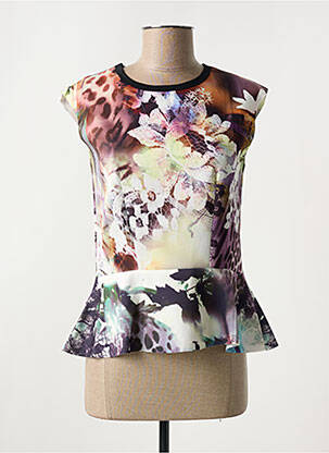 Top stretch manches courtes marron ZELIA femme