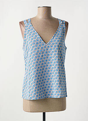 Top imprimé fantaisie fines bretelles bleu AKOZ DE TOI femme