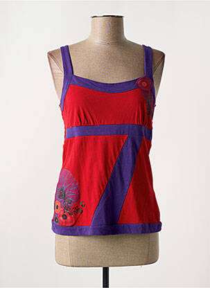 Top col carré fines bretelles rouge COLINE femme