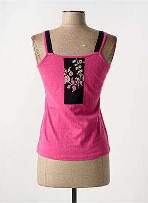 Top col carré fines bretelles rose COLINE femme