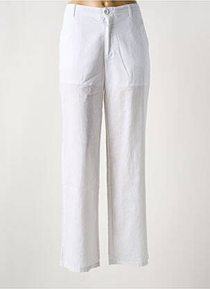 Pantalon droit fermeture zippée sous rabat boutonné taille normale blanc CHANON femme