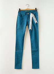Pantalon slim tissage popeline taille normale bleu R.DISPLAY femme