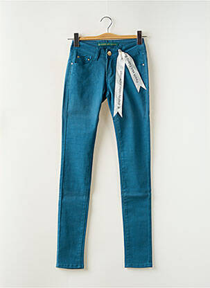 Pantalon slim tissage popeline taille normale bleu R.DISPLAY femme