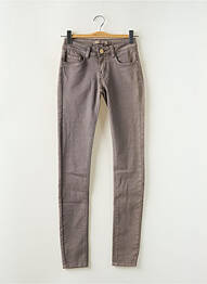 Pantalon slim tissage popeline taille normale marron R.DISPLAY femme