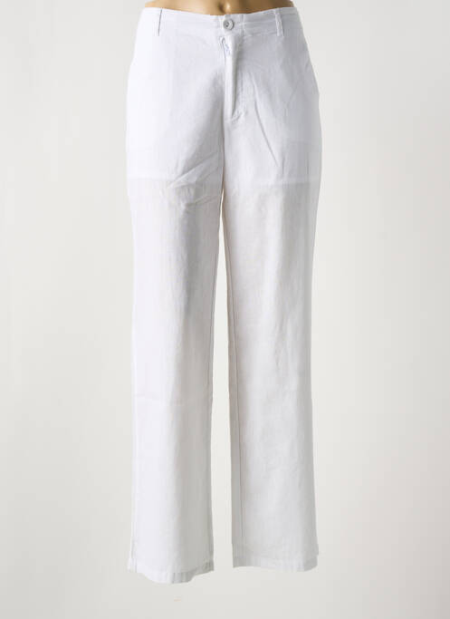 Pantalon droit fermeture zippée sous rabat boutonné taille normale blanc CHANON femme