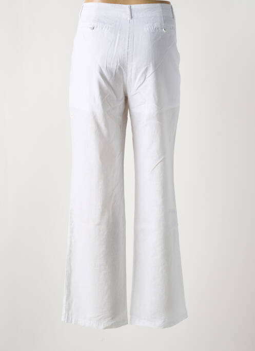 Pantalon droit fermeture zippée sous rabat boutonné taille normale blanc CHANON femme