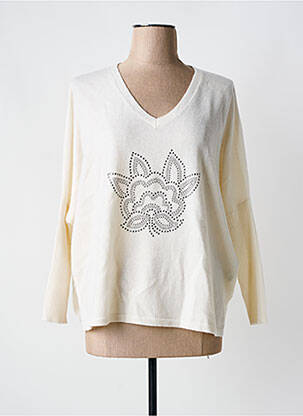 Pull col v manches longues blanc NOTSHY femme