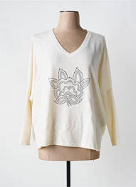 Pull col v manches longues blanc NOTSHY femme