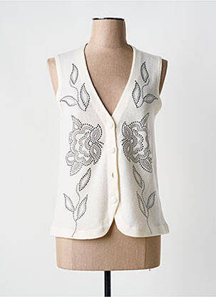 Gilet sans manche maille fine blanc NOTSHY femme