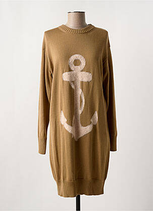 Robe mi-longue coupe fluide manches longues beige MAX MARA femme