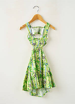 Robe mi-longue col carré fines bretelles vert MAYORAL fille