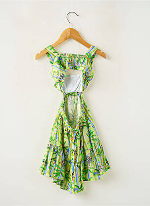 Robe mi-longue col carré fines bretelles vert MAYORAL fille
