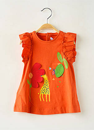 Robe mi-longue manches courtes manches courtes orange MAYORAL fille