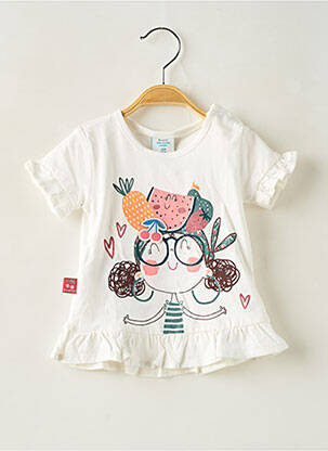 T-shirt coupe droite manches courtes blanc BOBOLI fille