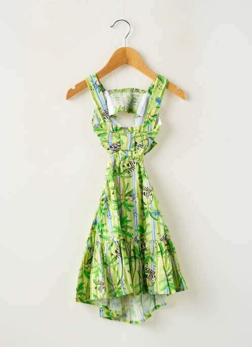 Robe mi-longue col carré fines bretelles vert MAYORAL fille