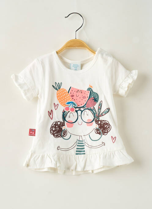 T-shirt coupe droite manches courtes blanc BOBOLI fille