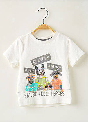 T-shirt imprimé fantaisie manches courtes blanc BOBOLI garçon