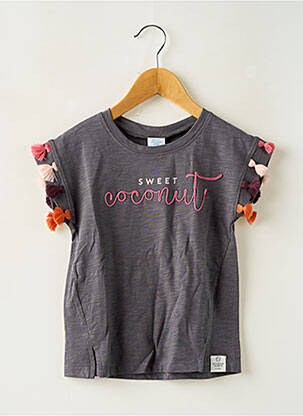 Top coupe droite manches courtes gris BOBOLI fille