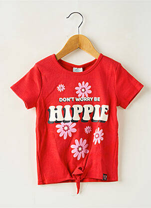 Top coupe droite manches courtes rouge BOBOLI fille