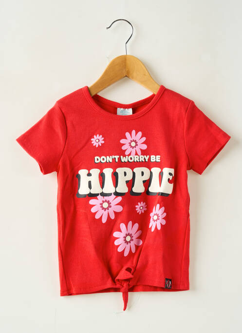 Top coupe droite manches courtes rouge BOBOLI fille
