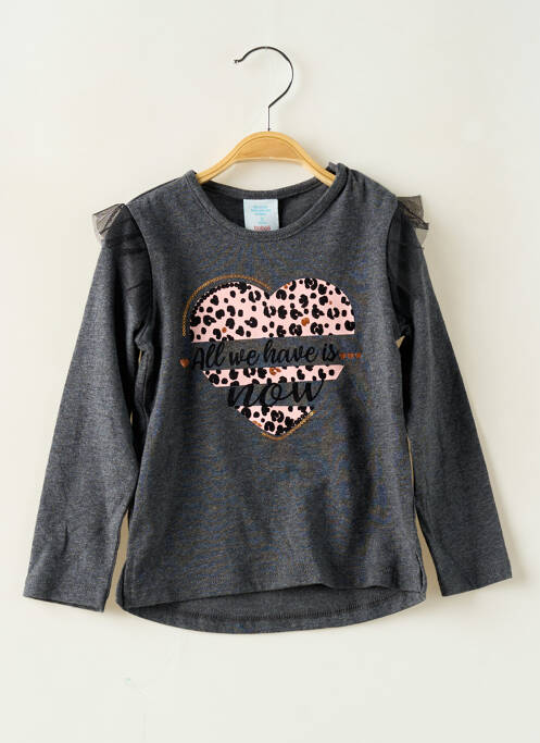 Top coupe droite manches longues gris BOBOLI fille