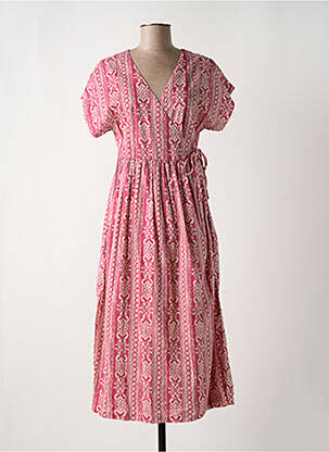 Robe longue imprimé fantaisie manches courtes rose MOLLY BRACKEN femme