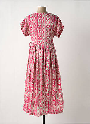 Robe longue imprimé fantaisie manches courtes rose MOLLY BRACKEN femme