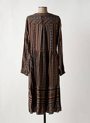 Robe mi-longue coupe fluide manches longues marron CREAM femme