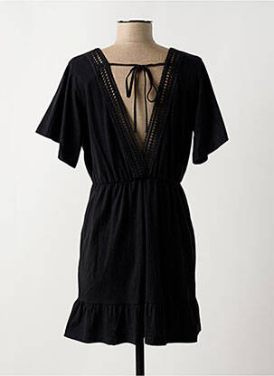 Robe courte coupe évasée manches courtes noir MOLLY BRACKEN femme