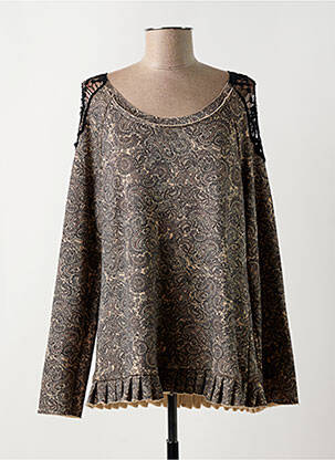 Tunique manches longues col rond beige ZOE LA FEE femme