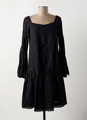 Robe mi-longue coupe évasée manches longues noir RHUM RAISIN femme