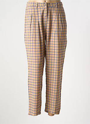 Pantalon chino fermeture zippée sous rabat boutonné taille haute marron RHUM RAISIN femme