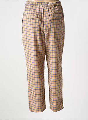 Pantalon chino fermeture zippée sous rabat boutonné taille haute marron RHUM RAISIN femme