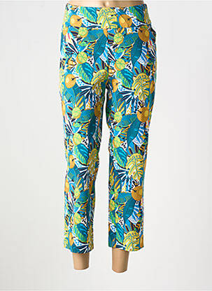 Pantalon 7/8 tissage popeline taille normale bleu UP ! femme