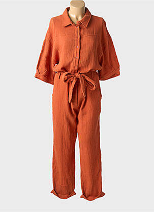Combi-pantalon fermeture boutonnée sur le devant manches 3/4 orange MOLLY BRACKEN femme