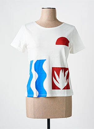 T-shirt imprimé fantaisie manches courtes blanc MAR E SOL femme