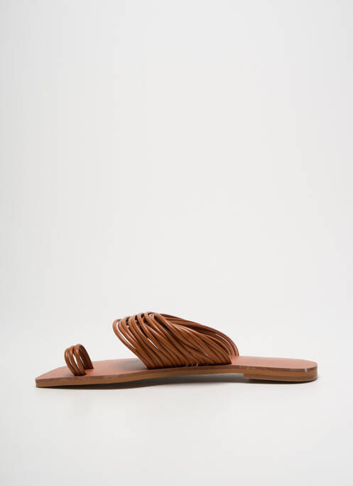 Tongs tissage satiné talon plat jusqu'à 3cm marron VANESSA WU femme