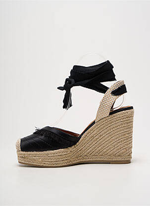 Espadrilles tissage satiné talon haut de 10cm et plus noir MARIAMARE femme